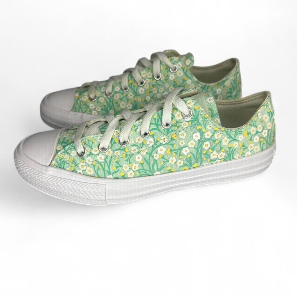 Floral Green and White Women's Sneakers
